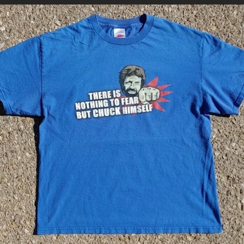 Vtg Chuck Norris Facts Meme Shirt Large AAA Tag Y2K Novelty Graphic Tee - Picture 5 of 5